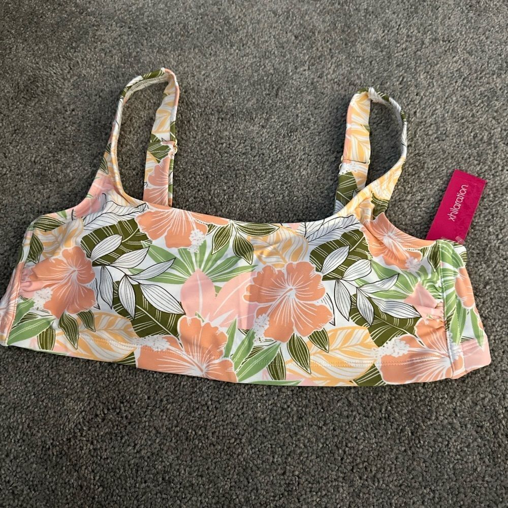 Xhilaration Palm Floral Swimsuit Bandeau Top Size X Or 3X NWT